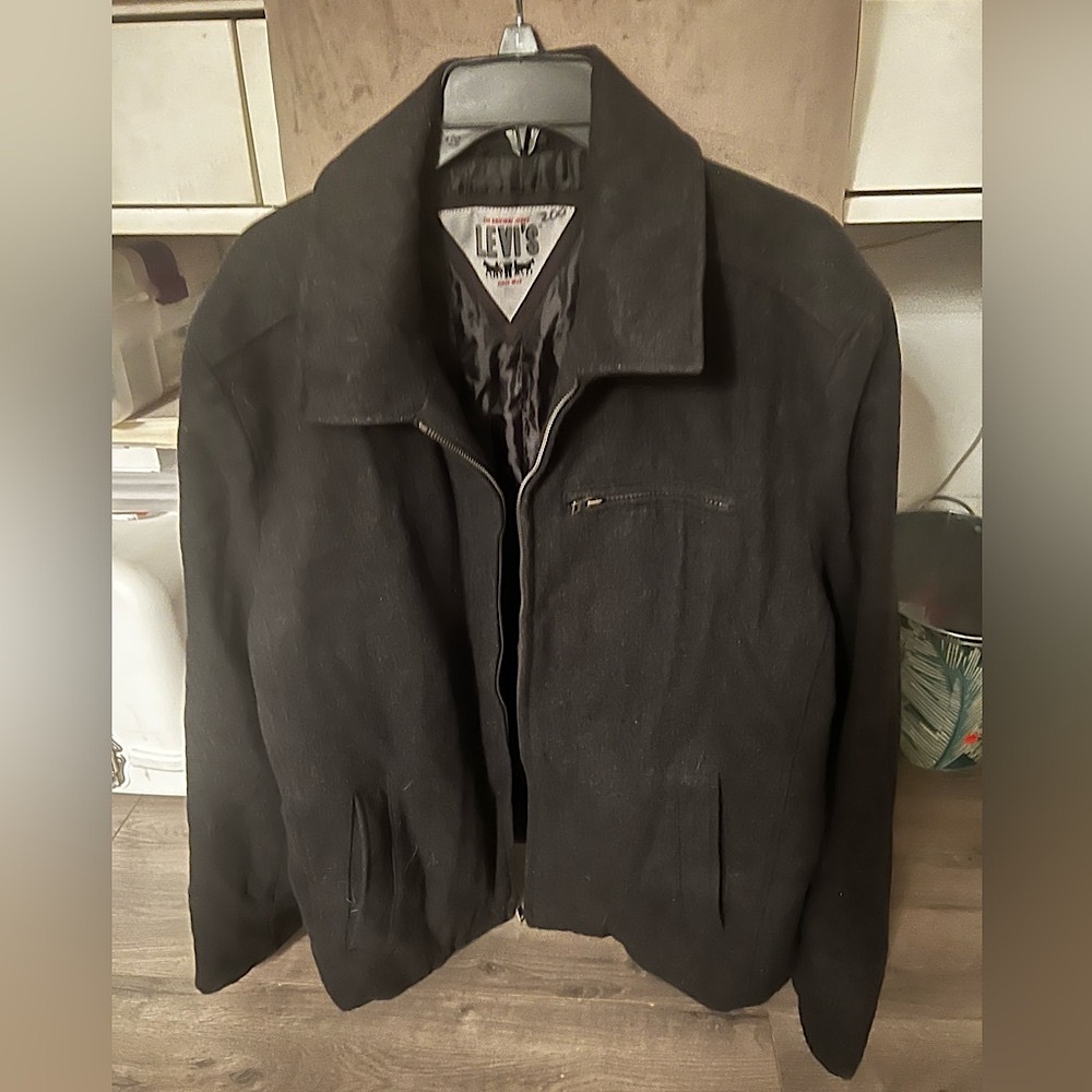 Levi’s Wool Blend Full Zip Jacket in Dark Grey Size Large